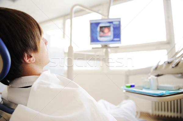 Tandheelkundige ingreep kind gezondheid mond masker kid Stockfoto © zurijeta