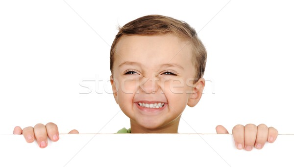adorable brown hair blue eyes child smile on white Stock photo © zurijeta