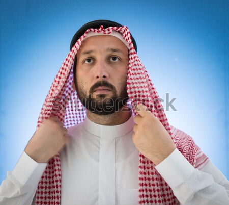 Modern Arabic businessman inside airplane Stock photo © zurijeta