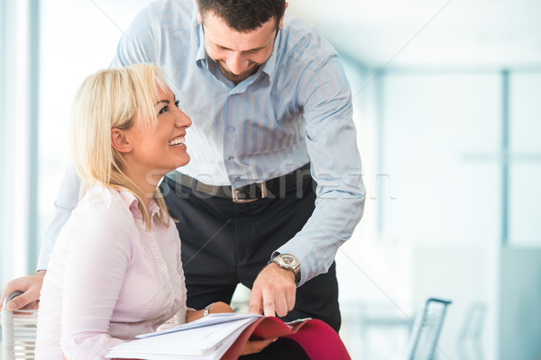 Happy colleagues in office Stock photo © zurijeta