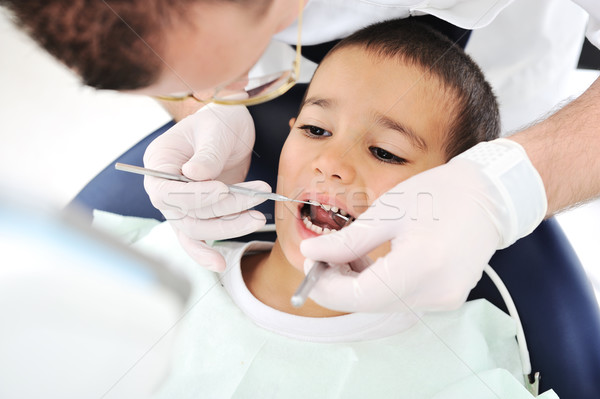 Zdrowych zęby pacjenta stomatologicznych zapobieganie Zdjęcia stock © zurijeta