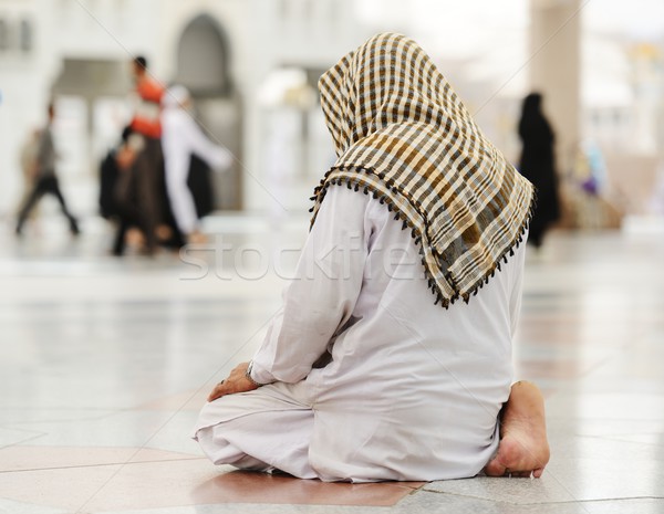 Muslim praying at Medina mosque Stock photo © zurijeta