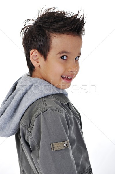 Porträt lächelnd wenig Junge isoliert Stock foto © zurijeta