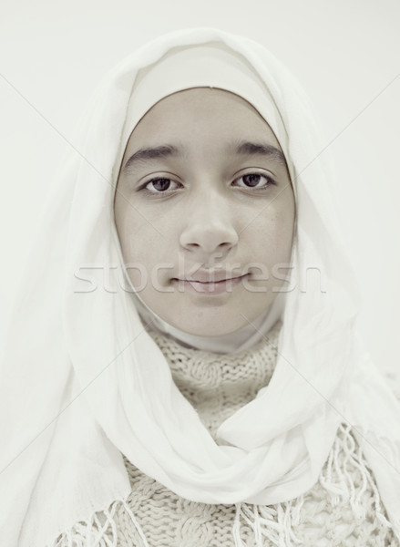 Portrait of a fresh beauty arabian girl with hijab Stock photo © zurijeta