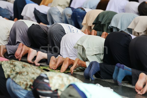 Muslims praying together at Holy mosque Stock photo © zurijeta