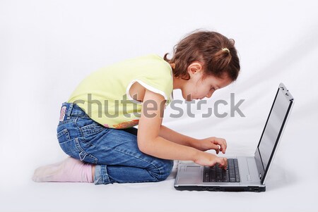 Man with shouted mouth and chained laptop Stock photo © zurijeta
