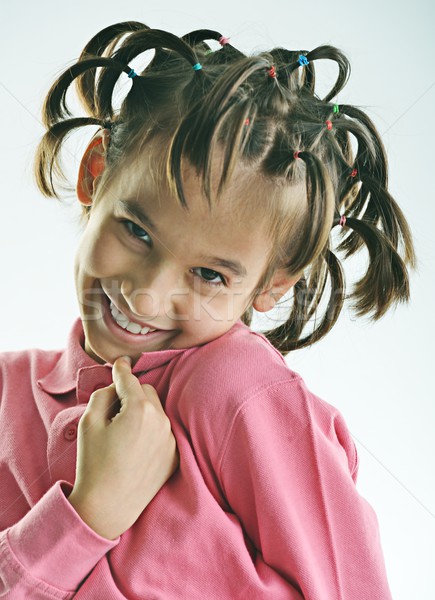 Stock photo: Funny portrait of kid with hair style