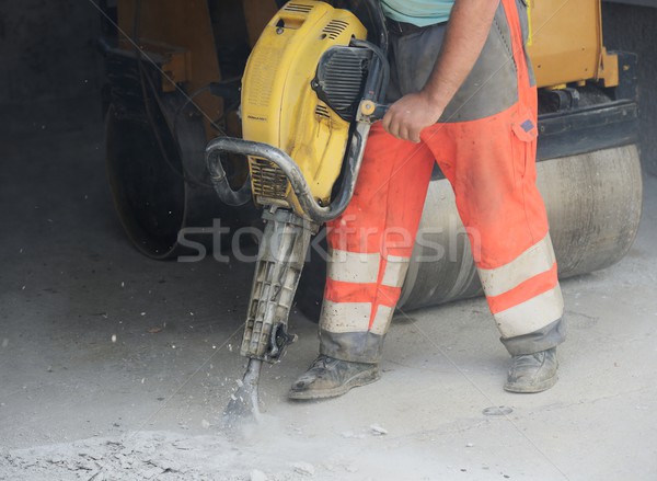 Asfalt matkap erkekler çalışma beton Stok fotoğraf © zurijeta