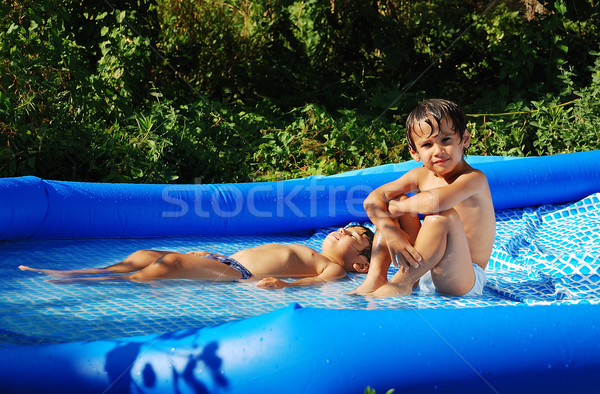 Foto d'archivio: Bambini · attività · piscina · estate · faccia · divertimento