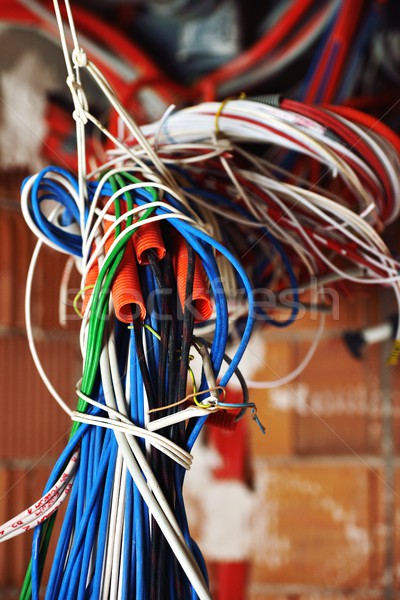 Cables on walls in new server room Stock photo © zurijeta