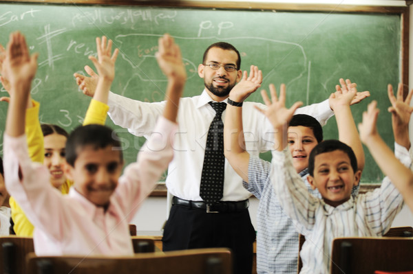 Teacher with boys and girls in school Stock photo © zurijeta