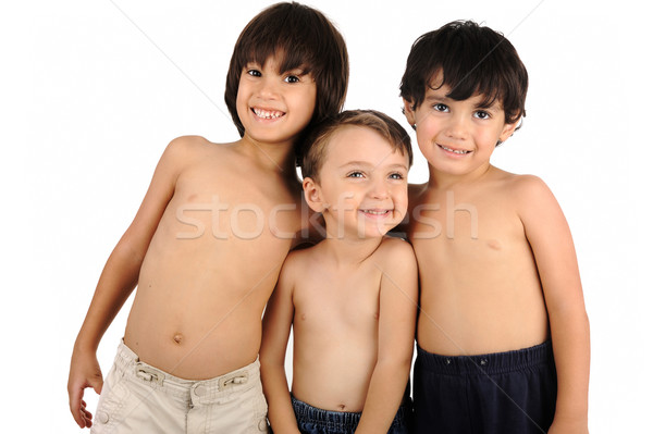 Tres sin camisa ninos sonrisa cara amor Foto stock © zurijeta