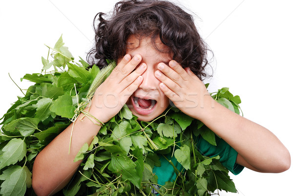 Little cute girl in leaves suit  Stock photo © zurijeta