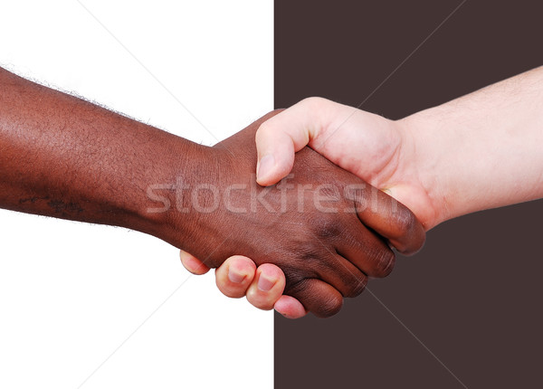 Kettő kezek feketefehér kéz megbeszélés munka Stock fotó © zurijeta
