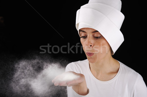 Sensualidad blanco sombrero mujer moda nieve Foto stock © zurijeta