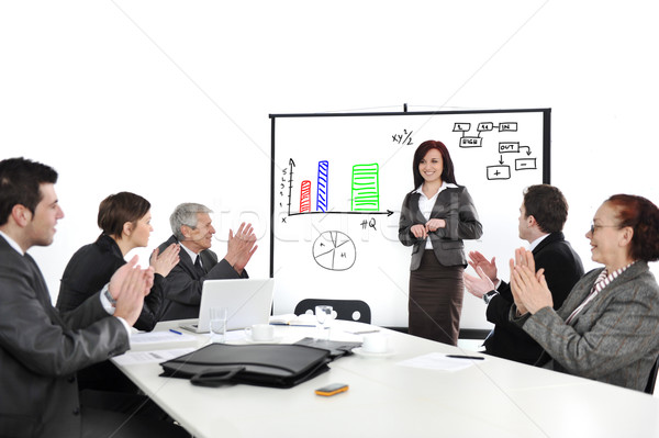Business woman making the presentation and receiving applause Stock photo © zurijeta
