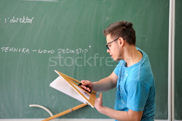 ストックフォト: 学生 · 幾何 · 行使 · セット · 黒板 · 図書