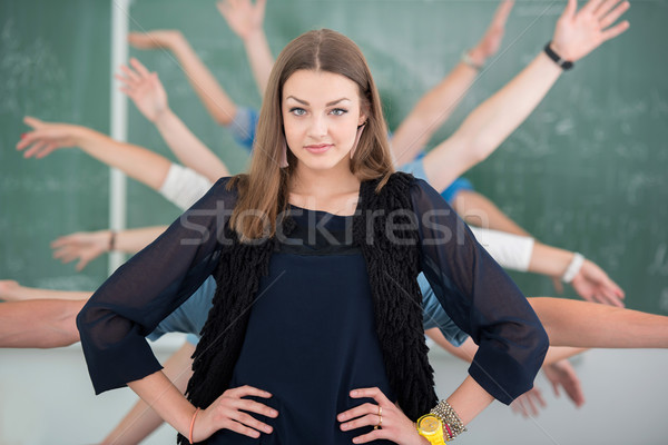 школьница многие рук за красивой позируют Сток-фото © zurijeta