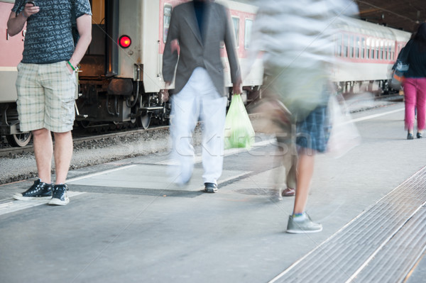 Emberek sétál utca metró út épület Stock fotó © zurijeta