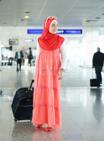 Arabic Middle eastern teenage girl traveling, airport transit Stock photo © zurijeta