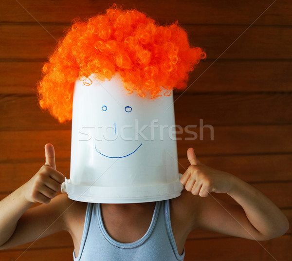 Ragazzo testa secchio faccia bambino Foto d'archivio © zurijeta