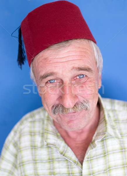 Sorridente homem maduro bigode rugas idoso boa aparência Foto stock © zurijeta