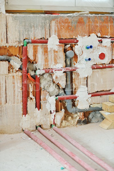 Cables on walls in new house Stock photo © zurijeta