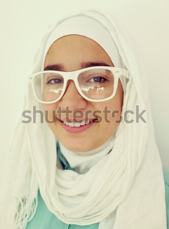 Portrait of a fresh beauty Arabic Muslim school teenage girl wit Stock photo © zurijeta