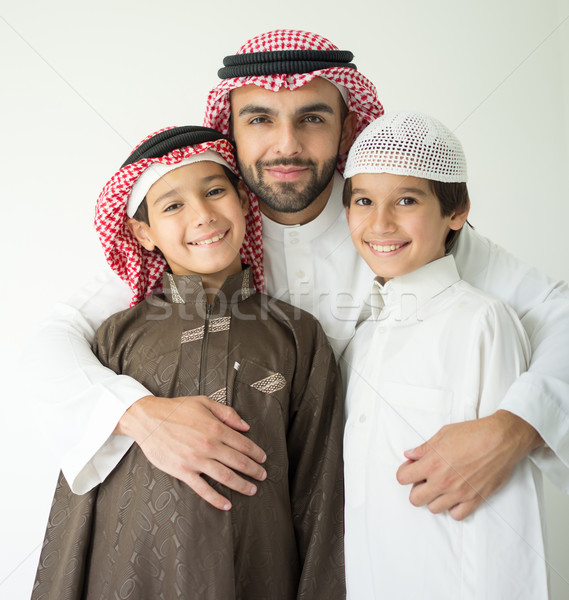 Stock photo: Portrait of Middle eastern man with children