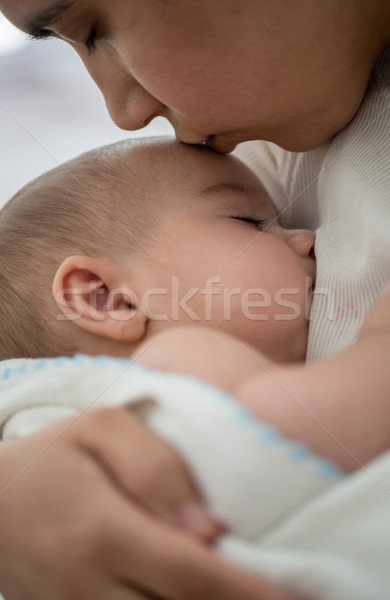 Neu geboren Baby erste Krankenhaus home Gesicht Stock foto © zurijeta