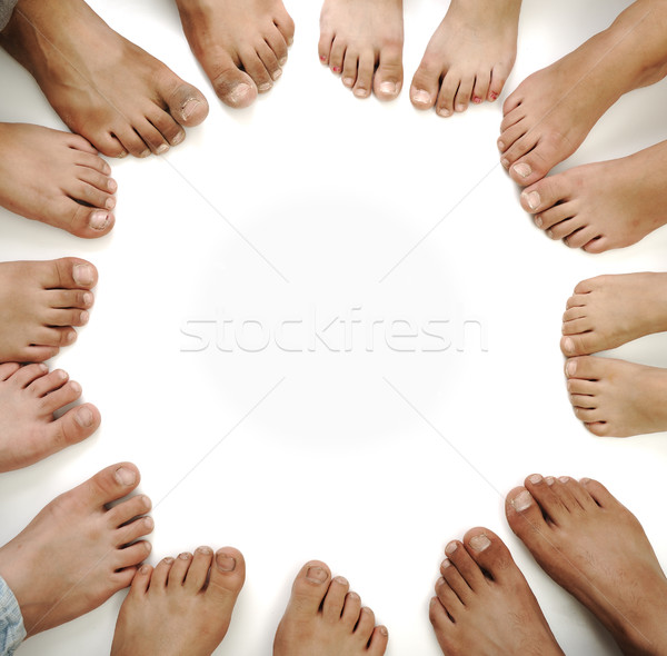 Stock photo: Perfect circle of legs isolated, concept with copy space