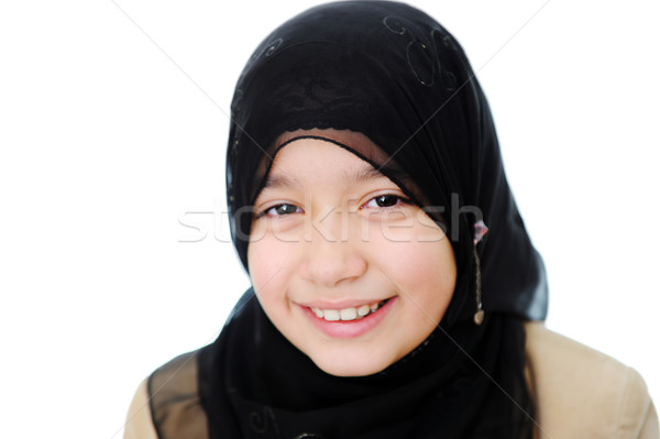 Słodkie dziewczynka zasłona dziewczyna twarz oczy Zdjęcia stock © zurijeta