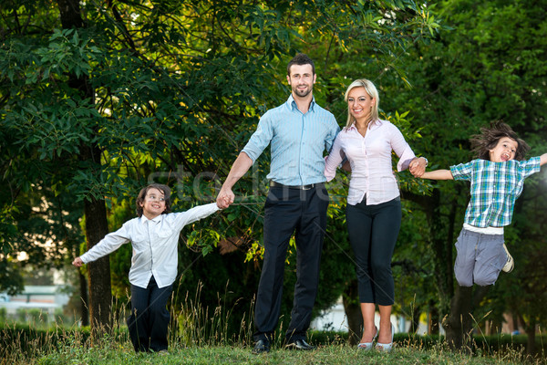Joyful family in nature Stock photo © zurijeta