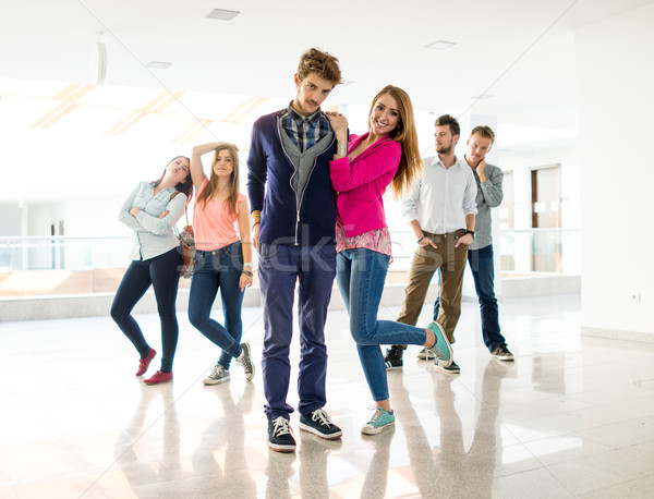 Cheerful students standing in hallway high school Stock photo © zurijeta