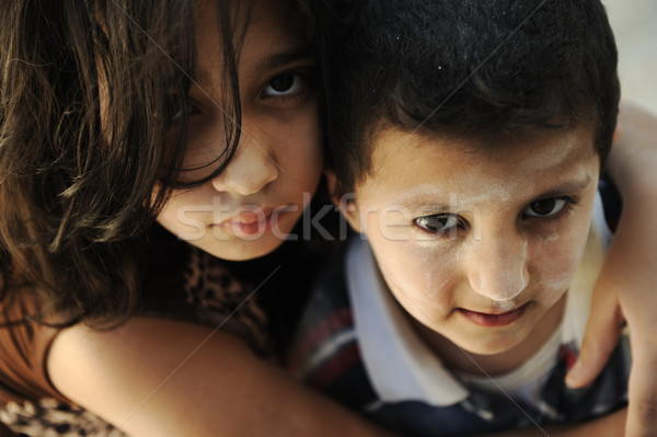 Little dirty brother and sister, poverty , bad condition Stock photo © zurijeta