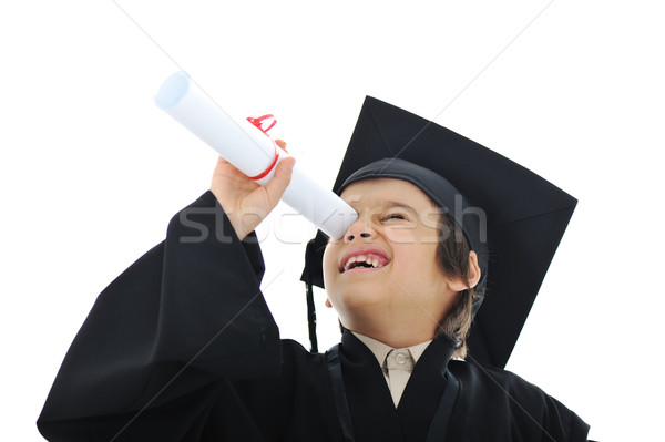 Stock photo: Diploma graduating little student kid, successful elementary school