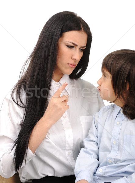 Boy confronts his mother who is threatening him Stock photo © zurijeta