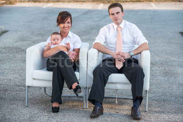 Happy couple with baby Stock photo © zurijeta