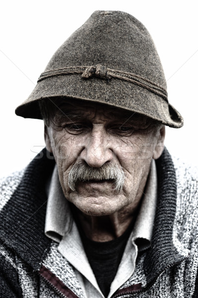 Closeup Profile of Aged Man With  Grey Mustache Stock photo © zurijeta