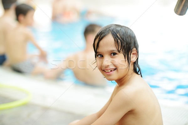 Zomer gelukkig tijd zwembad kinderen zwembad Stockfoto © zurijeta