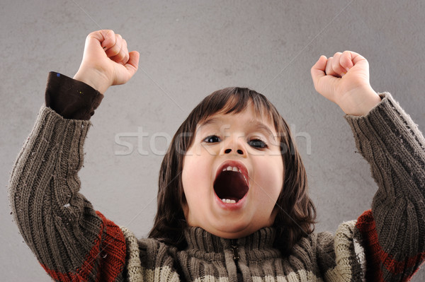 Schoolboy, series of clever kid 6-7 years old with facial expressions Stock photo © zurijeta