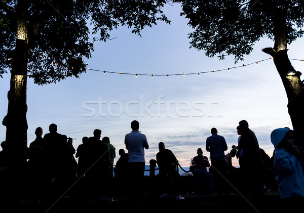Menigte mensen samen outdoor wachten zonsondergang Stockfoto © zurijeta