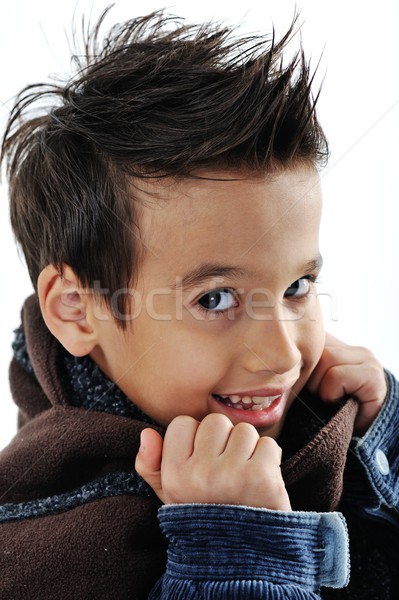 Portrait of a smiling little mixed race boy isolated on white ba Stock photo © zurijeta