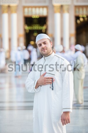 Müslüman Arapça adam portre altın dua Stok fotoğraf © zurijeta