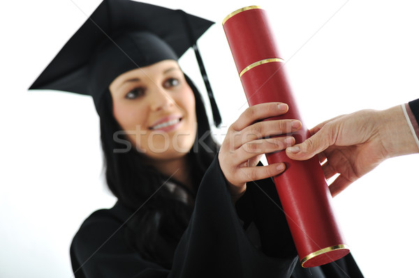 Posgrado nina estudiante vestido diploma negocios Foto stock © zurijeta