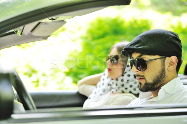 Fiatal pér élvezi autó gyors iram nő Stock fotó © zurijeta