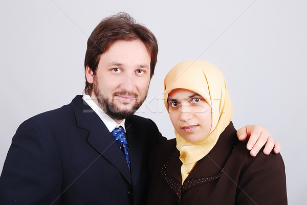 Muslim modern couple, wife and husband Stock photo © zurijeta