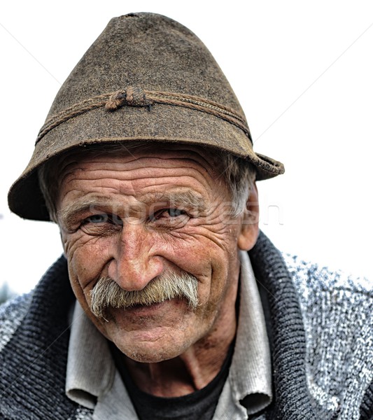 Closeup Artistic Photo of Aged Man With  Grey Mustache Stock photo © zurijeta