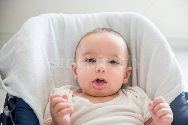 Foto stock: Bonitinho · criança · sessão · bebê · retrato · jovem