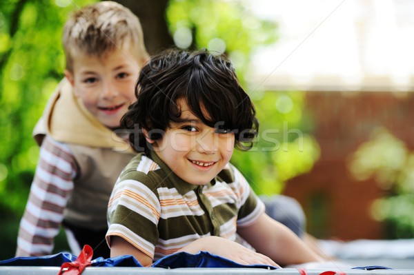 Feliz crianças infância trampolim alegre Foto stock © zurijeta